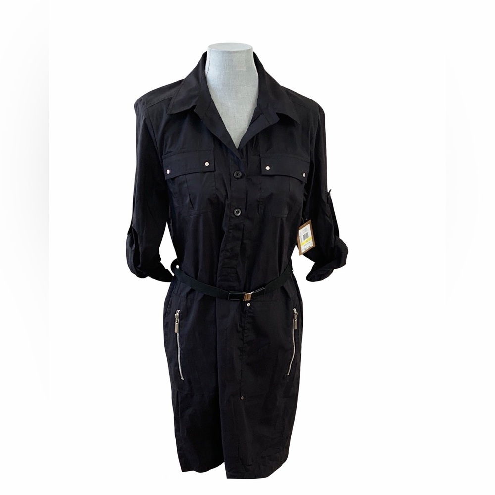 Ellen Tracy NWT Black Belted Utility Shirt Dress Size M